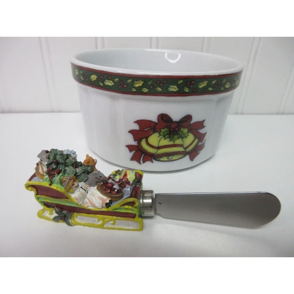 Portmeirion Studio A Christmas Story Bowl & Sleigh Spreader 2 Piece Dip Set